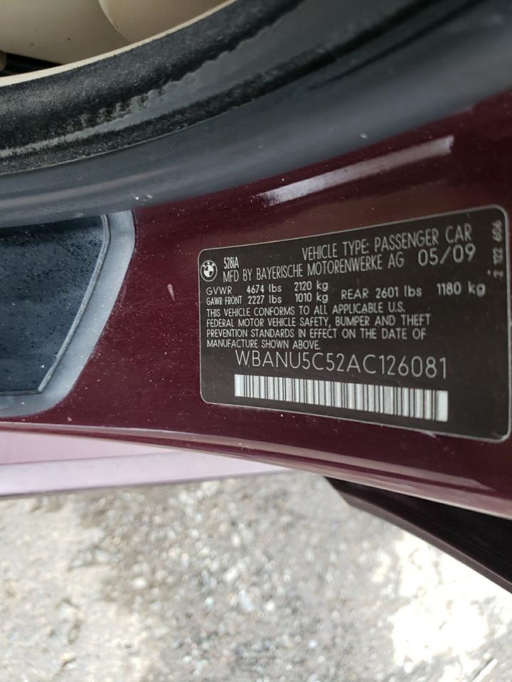Photo 10 from auction – 2010 BMW 528 I with VIN WBANU5C52AC126081