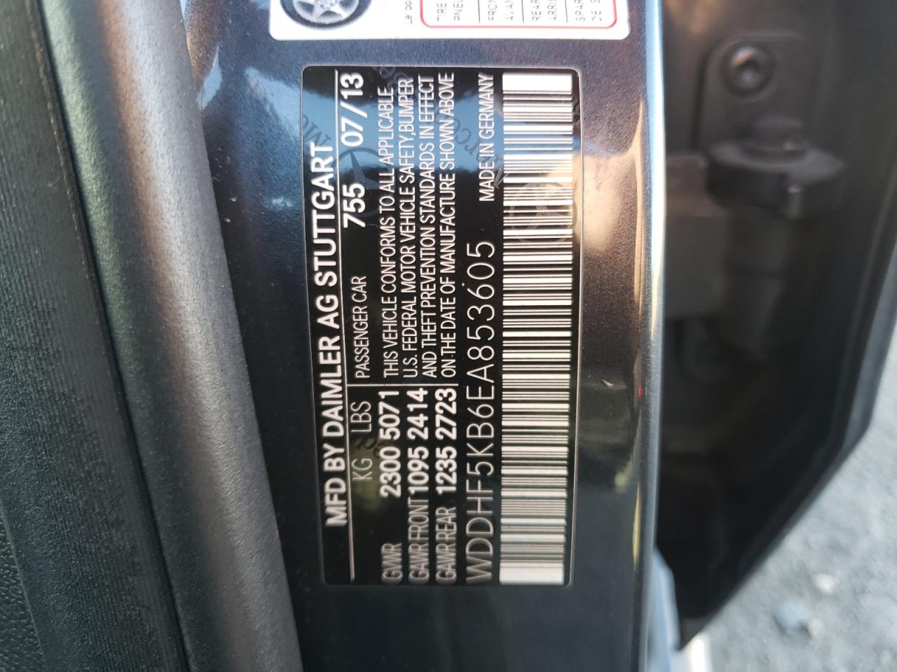 Photo 10 from auction – 2014 MERCEDES-BENZ E 350 with VIN WDDHF5KB6EA853605