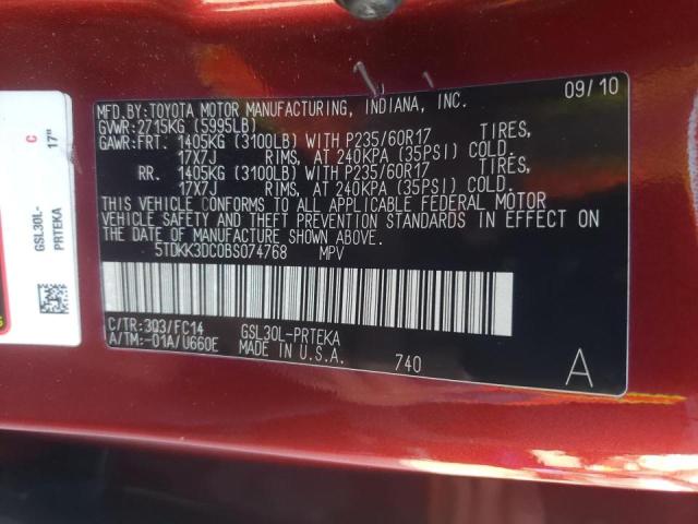 Photo 10 from auction – 2011 TOYOTA SIENNA LE with VIN 5TDKK3DC0BS074768