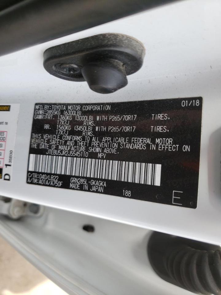 Photo 10 from auction – 2018 TOYOTA 4RUNNER SR with VIN JTEBU5JR2J5545110