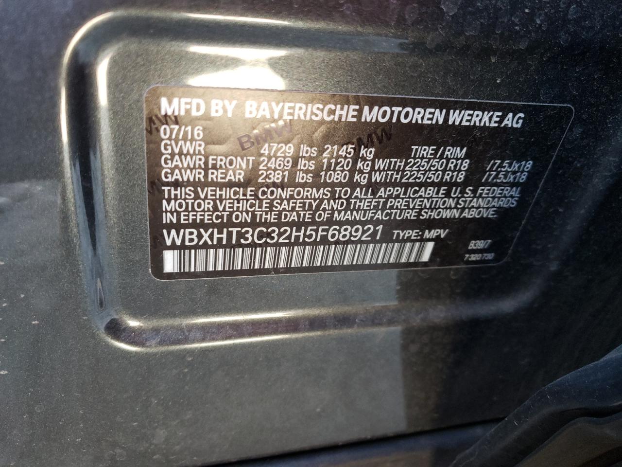 Photo 10 from auction – 2017 BMW X1 XDRIVE2 with VIN WBXHT3C32H5F68921