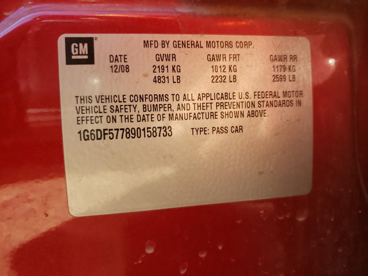 Photo 10 from auction – 2009 CADILLAC CTS with VIN 1G6DF577890158733