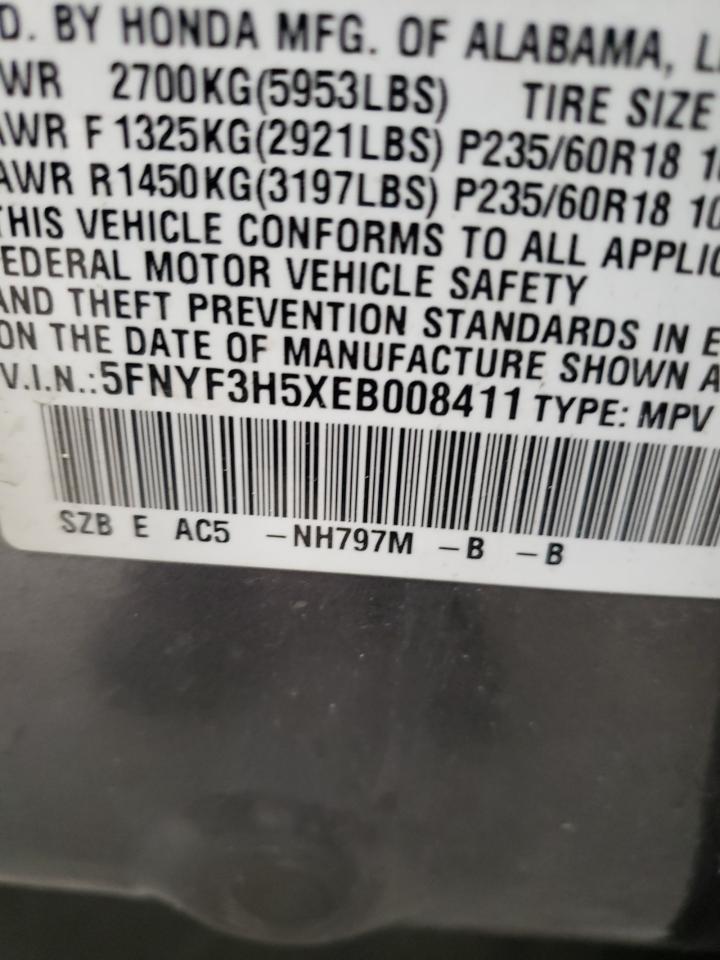 Photo 10 from auction – 2014 HONDA PILOT EXL with VIN 5FNYF3H5XEB008411