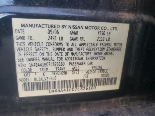 Photo 10 from auction – 2007 NISSAN MAXIMA SE with VIN 1N4BA41E07C826160
