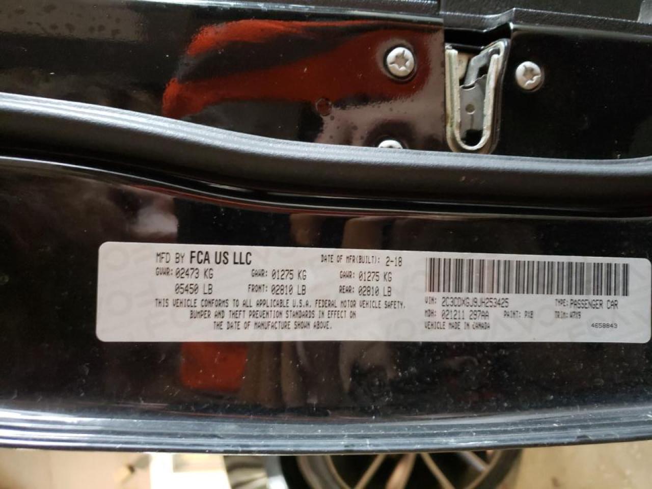 Photo 10 from auction – 2018 DODGE CHARGER R/ with VIN 2C3CDXGJ9JH253425