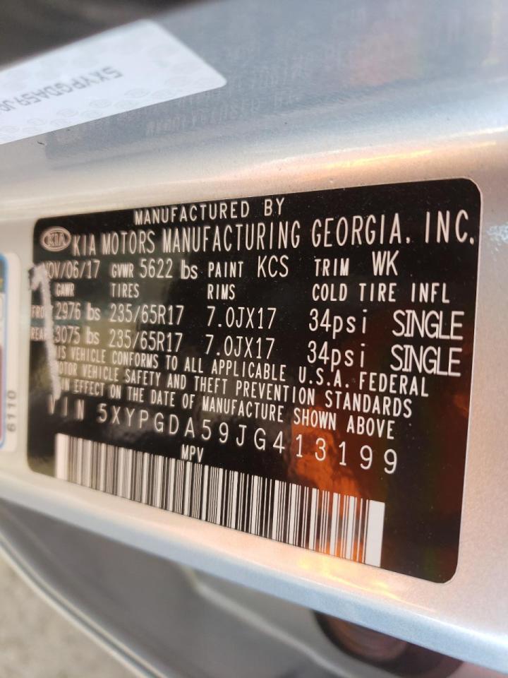 Photo 10 from auction – 2018 KIA SORENTO LX with VIN 5XYPGDA59JG413199