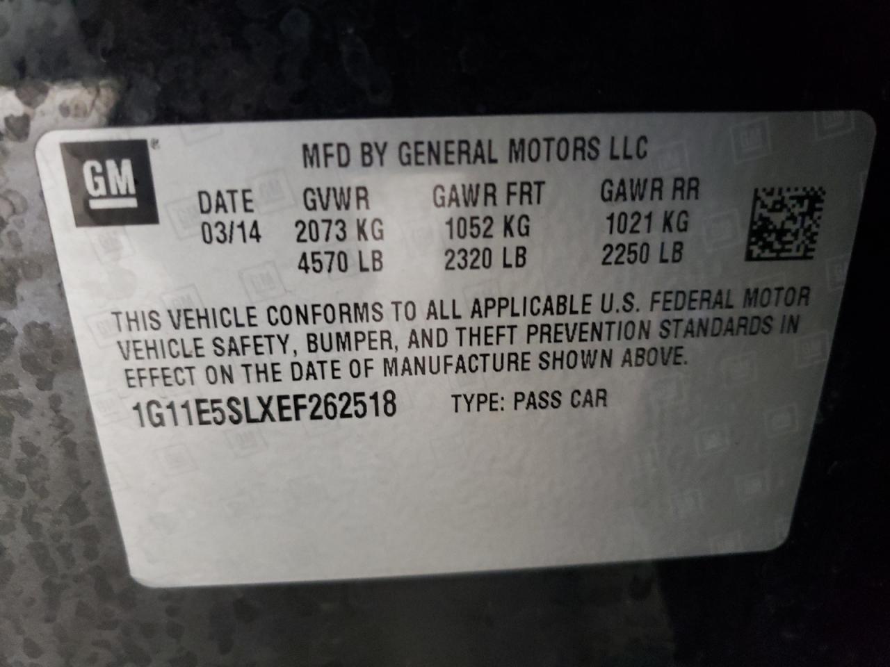 Photo 10 from auction – 2014 CHEVROLET MALIBU 2LT with VIN 1G11E5SLXEF262518