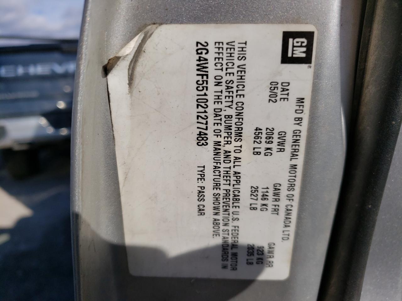 Photo 10 from auction – 2002 BUICK REGAL GS with VIN 2G4WF551021277483