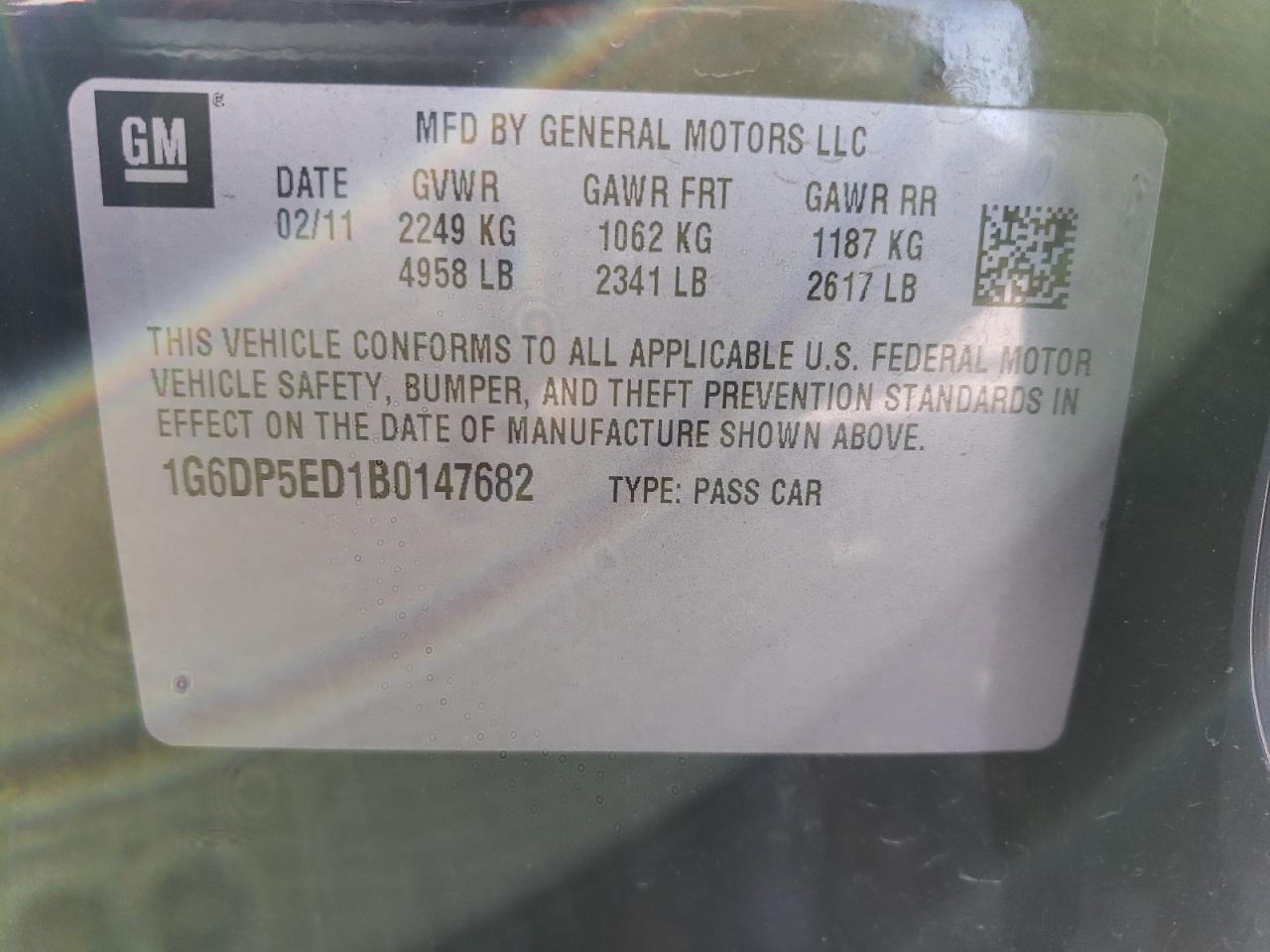 Photo 10 from auction – 2011 CADILLAC CTS PREMIU with VIN 1G6DP5ED1B0147682