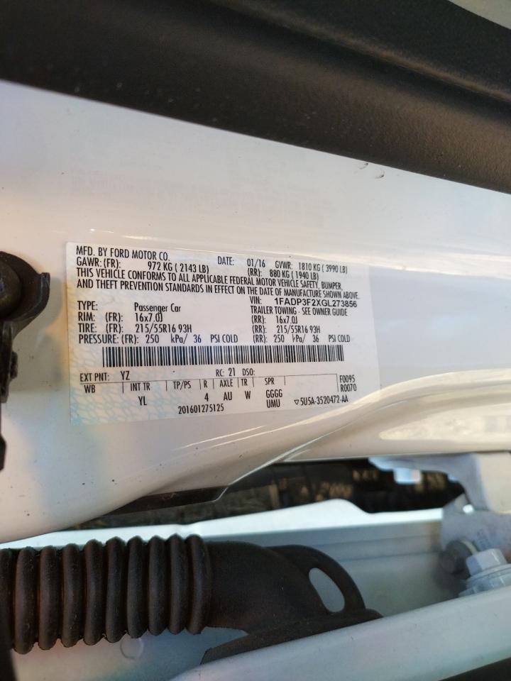 Photo 10 from auction – 2016 FORD FOCUS SE with VIN 1FADP3F2XGL273856
