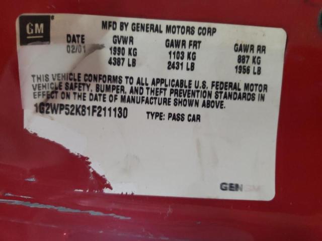 Photo 10 from auction – 2001 PONTIAC GRAND PRIX with VIN 1G2WP52K81F211130