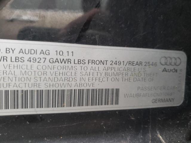 Photo 10 from auction – 2012 AUDI A4 PREMIUM with VIN WAUBFAFL6CN010681