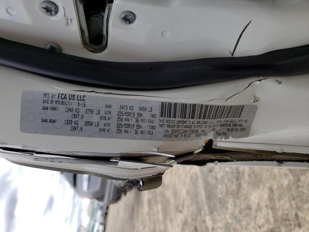 Photo 10 from auction – 2017 DODGE JOURNEY CR with VIN 3C4PDCGG8HT538399