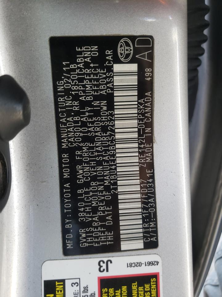 Photo 10 from auction – 2011 TOYOTA COROLLA BA with VIN 2T1BU4EE9BC572623