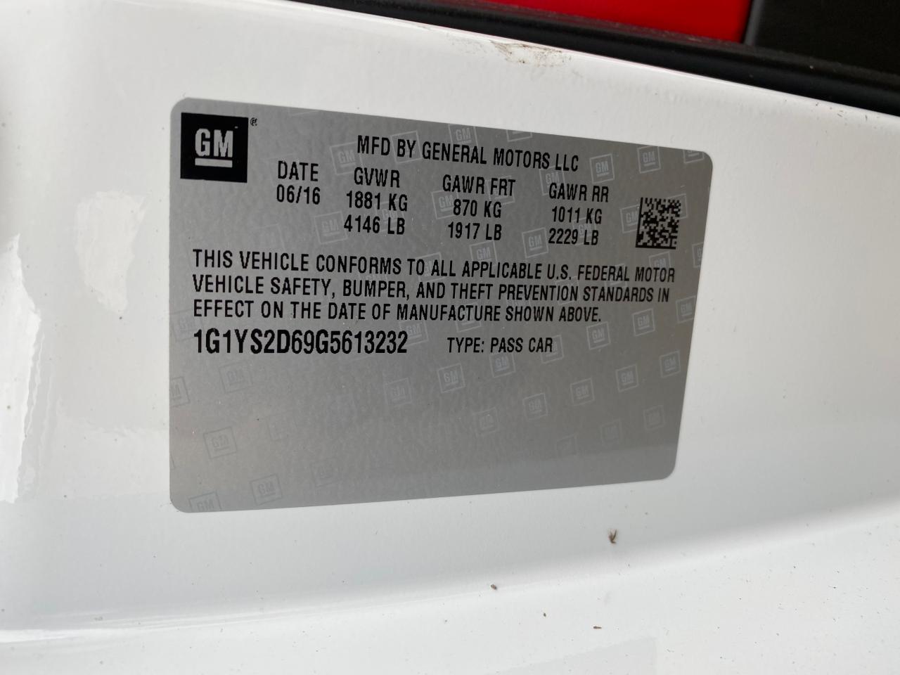 Photo 10 from auction – 2016 CHEVROLET CORVETTE Z with VIN 1G1YS2D69G5613232