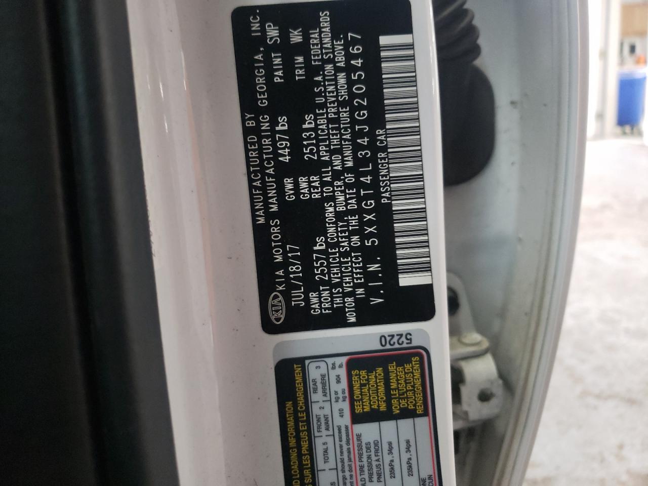 Photo 10 from auction – 2018 KIA OPTIMA LX with VIN 5XXGT4L34JG205467