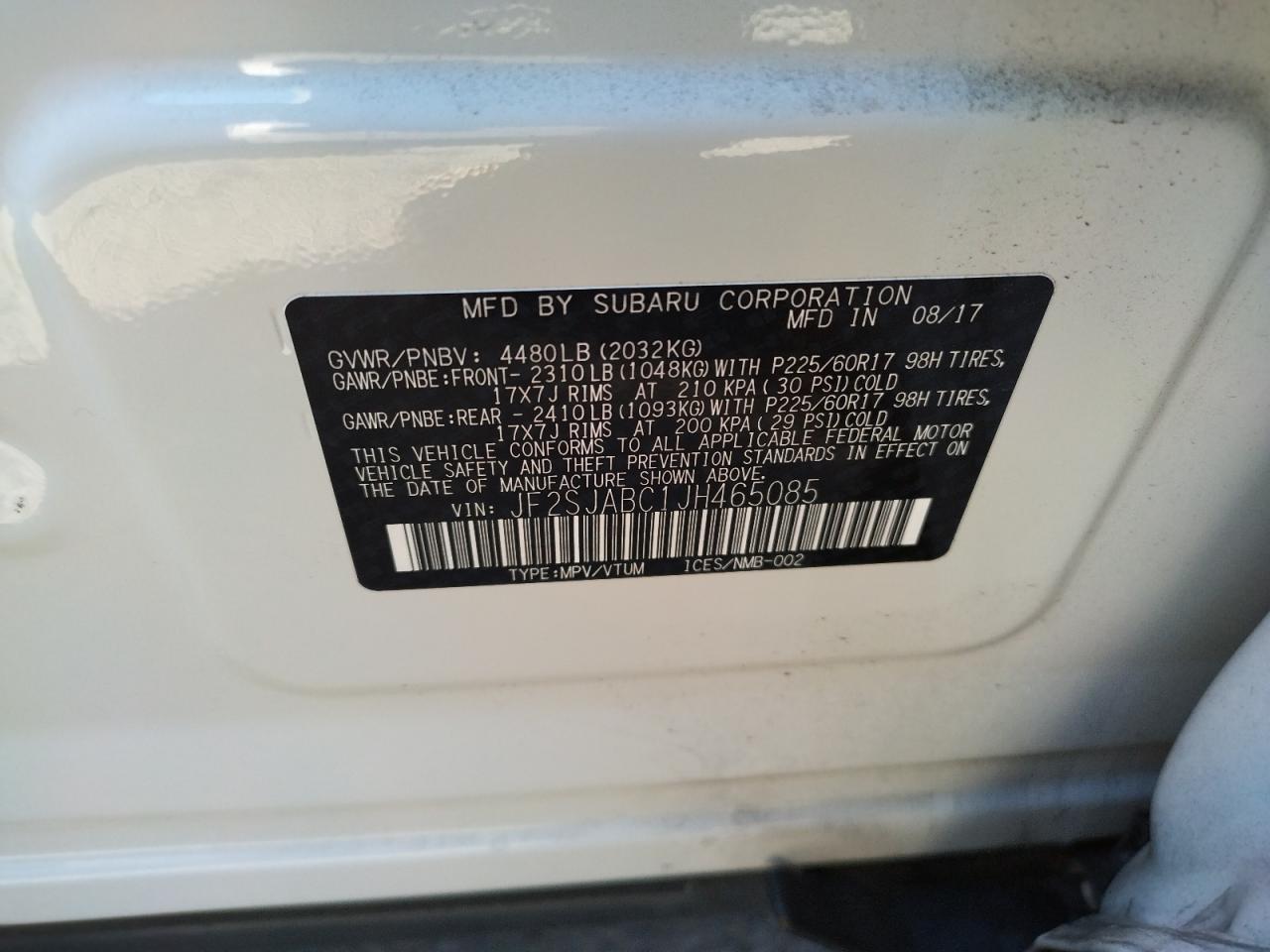 Photo 10 from auction – 2018 SUBARU FORESTER 2 with VIN JF2SJABC1JH465085