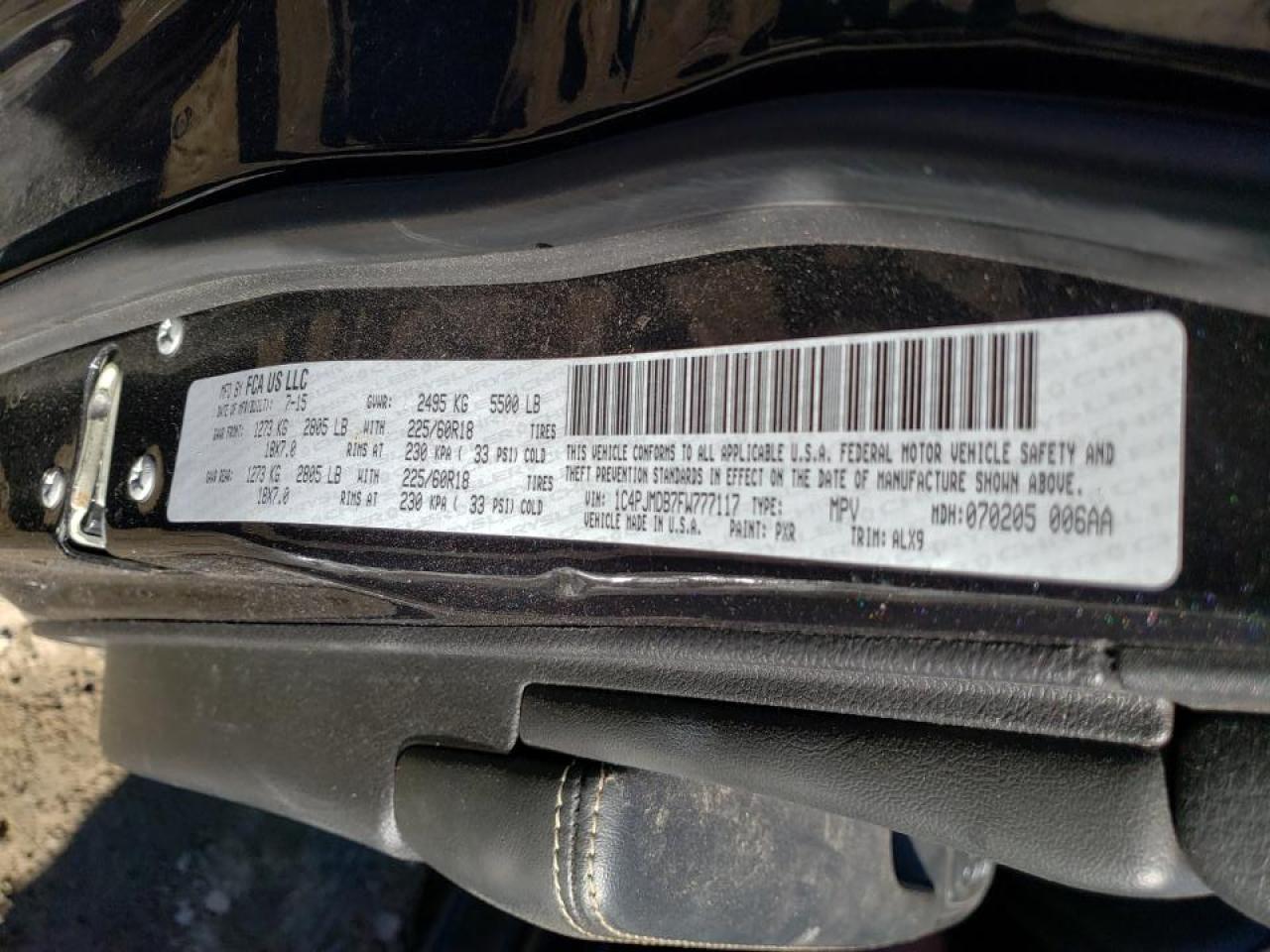 Photo 10 from auction – 2015 JEEP CHEROKEE L with VIN 1C4PJMDB7FW777117