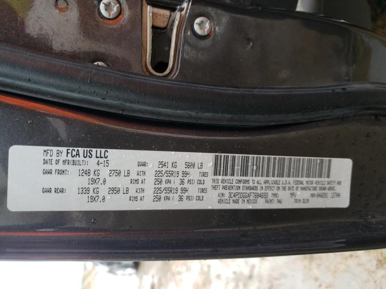 Photo 10 from auction – 2015 DODGE JOURNEY CR with VIN 3C4PDDGGXFT684693