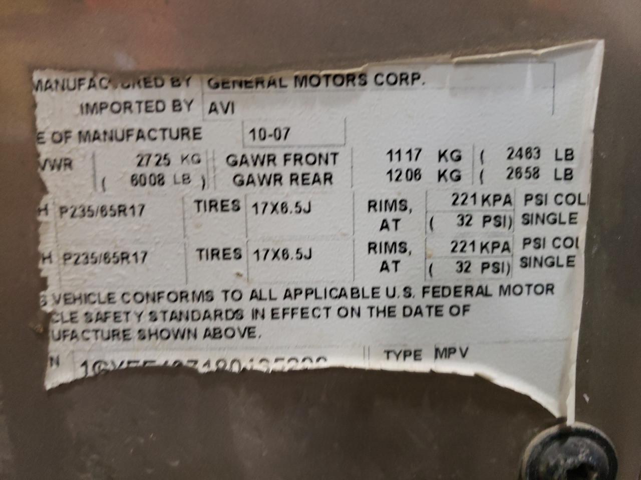 Photo 10 from auction – 2008 CADILLAC SRX with VIN 1GYEE437180135288