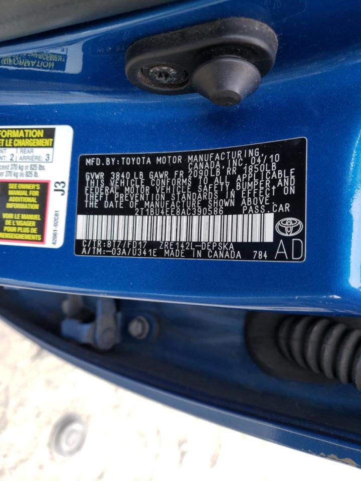 Photo 10 from auction – 2010 TOYOTA COROLLA BA with VIN 2T1BU4EE8AC390586