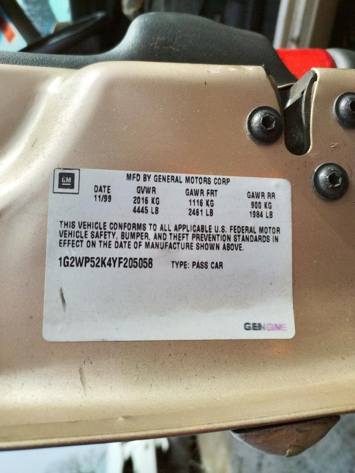 Photo 10 from auction – 2000 PONTIAC GRAND PRIX with VIN 1G2WP52K4YF205058