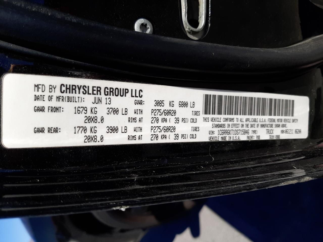 Photo 10 from auction – 2013 RAM 1500 ST with VIN 1C6RR6KT1DS715846