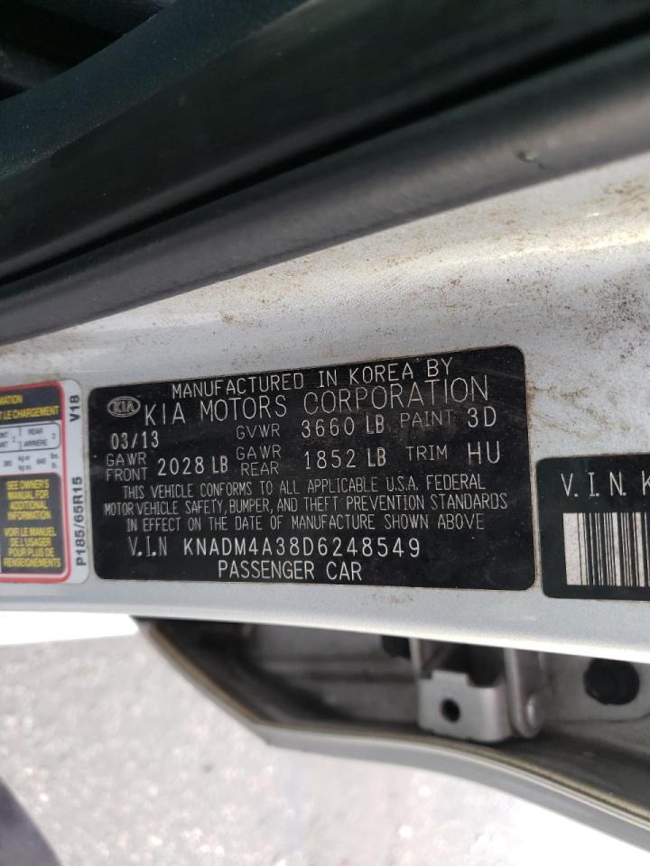 Photo 10 from auction – 2013 KIA RIO LX with VIN KNADM4A38D6248549