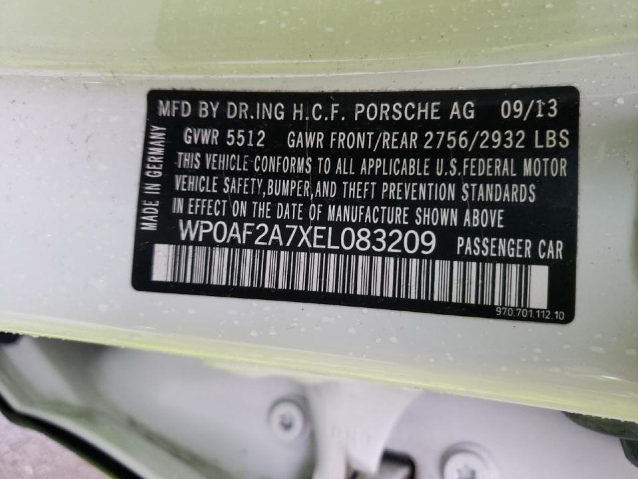 Photo 10 from auction – 2014 PORSCHE PANAMERA G with VIN WP0AF2A7XEL083209