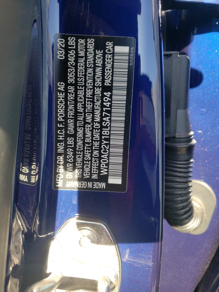 Photo 10 from auction – 2020 PORSCHE TAYCAN TUR with VIN WP0AC2Y18LSA71494