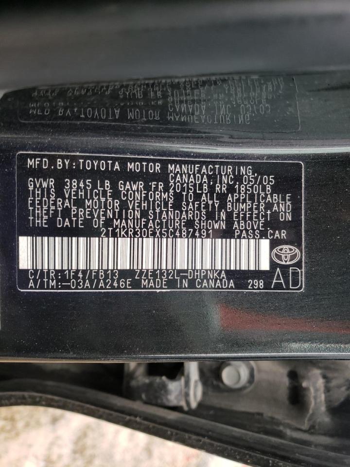 Photo 10 from auction – 2005 TOYOTA COROLLA MA with VIN 2T1KR30EX5C487491