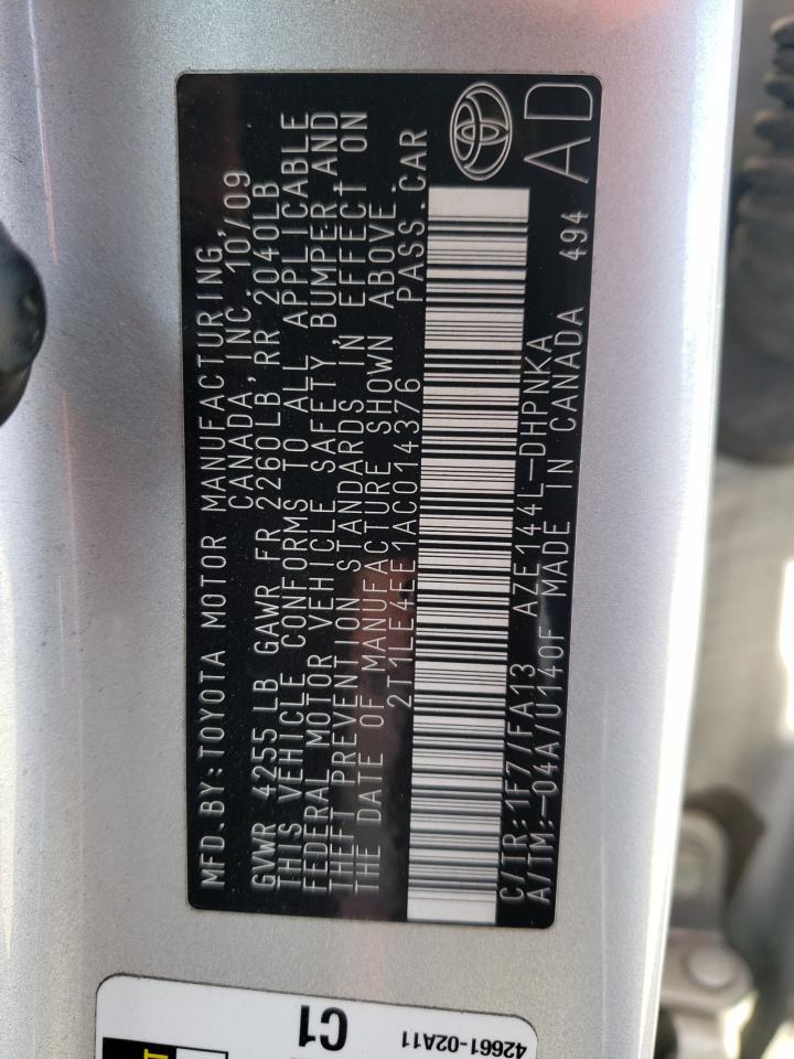 Photo 10 from auction – 2010 TOYOTA COROLLA MA with VIN 2T1LE4EE1AC014376