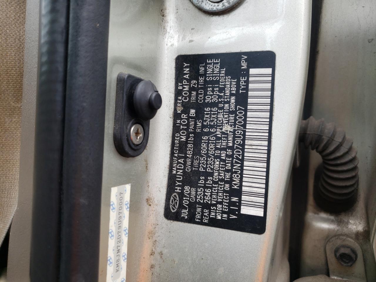 Photo 10 from auction – 2009 HYUNDAI TUCSON with VIN KM8JN72D79U970007