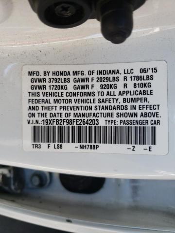 Photo 10 from auction – 2015 HONDA CIVIC EXL with VIN 19XFB2F98FE264203