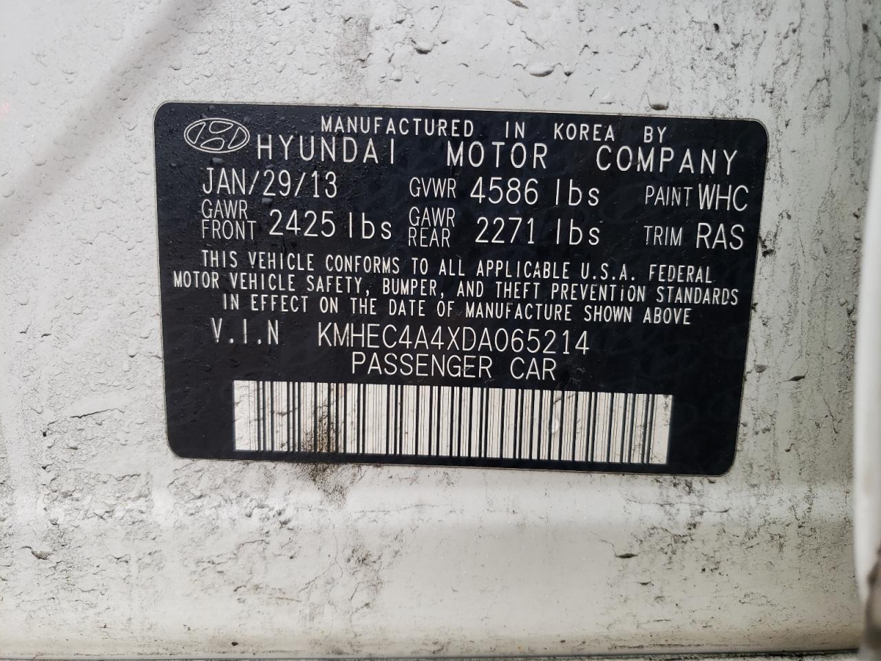 Photo 10 from auction – 2013 HYUNDAI SONATA HYB with VIN KMHEC4A4XDA065214