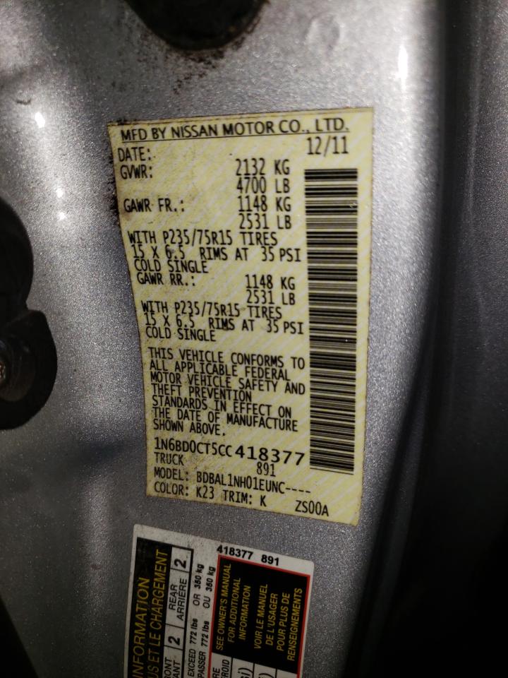 Photo 10 from auction – 2012 NISSAN FRONTIER S with VIN 1N6BD0CT5CC418377