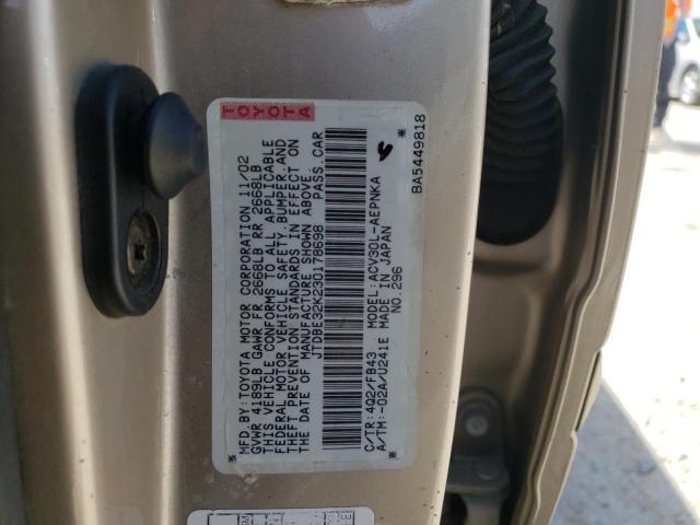 Photo 10 from auction – 2003 TOYOTA CAMRY LE with VIN JTDBE32K230178698