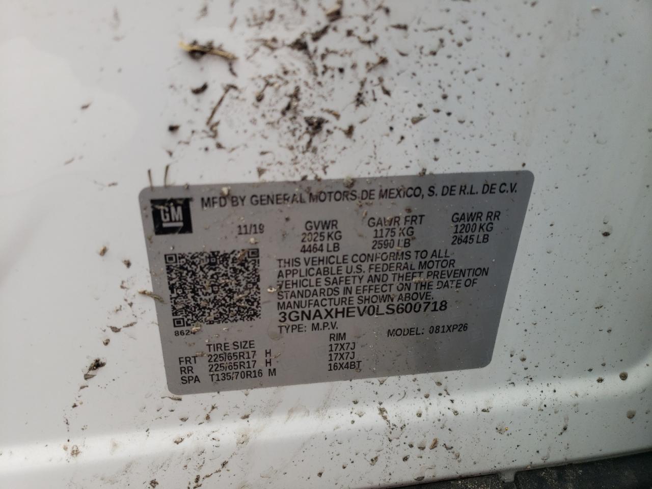 Photo 10 from auction – 2020 CHEVROLET EQUINOX LS with VIN 3GNAXHEV0LS600718