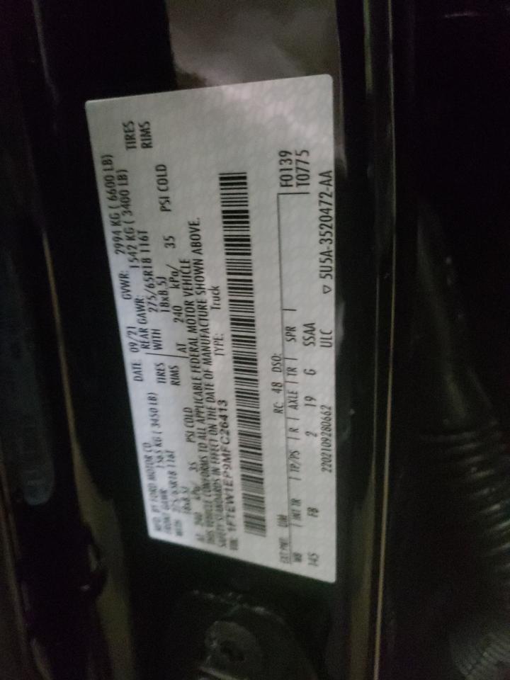 Photo 10 from auction – 2021 FORD F150 SUPER with VIN 1FTEW1EP9MFC26413