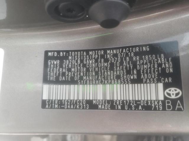 Photo 10 from auction – 2019 TOYOTA COROLLA L with VIN 5YFBURHE7KP868555