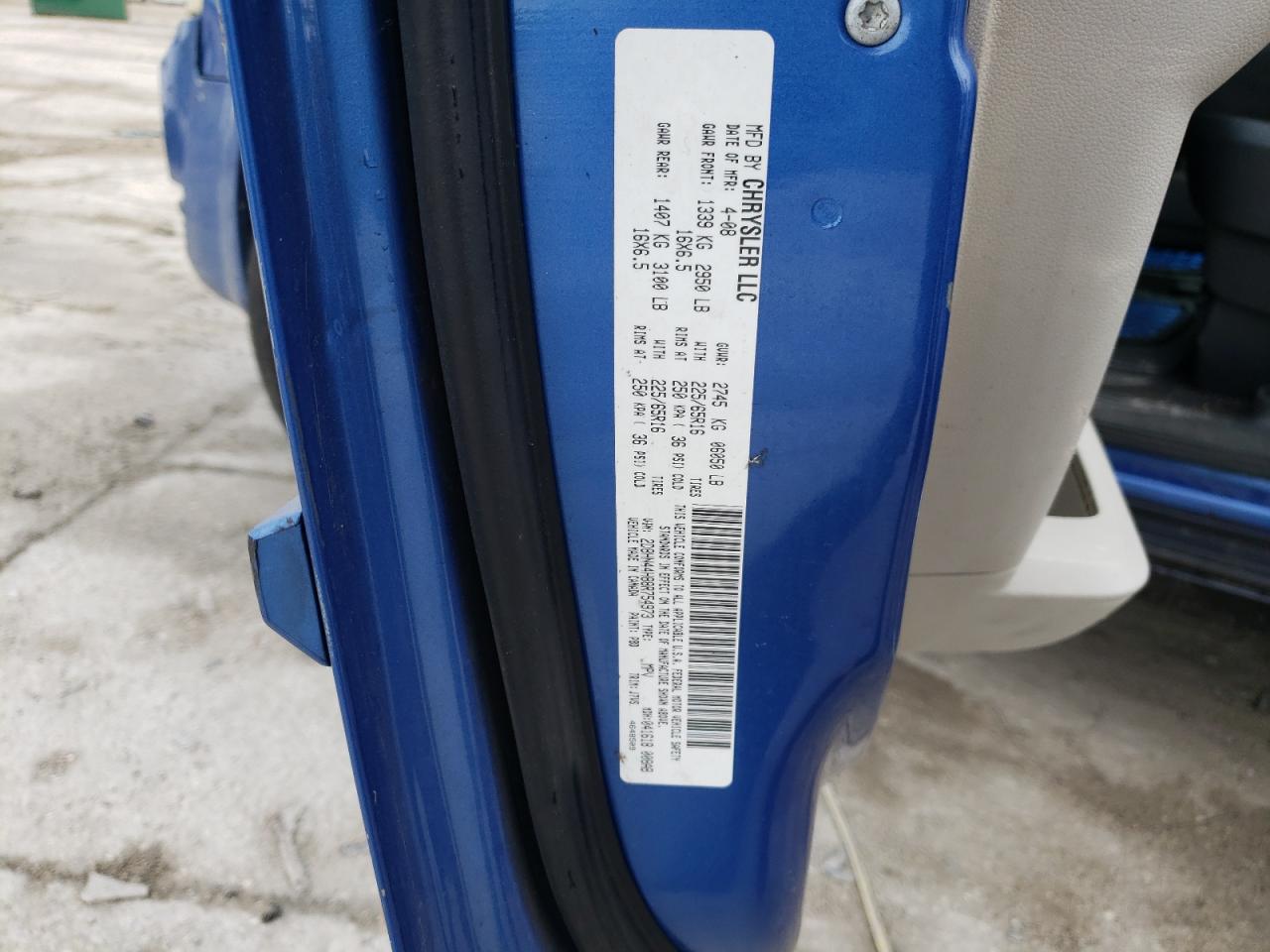 Photo 10 from auction – 2008 DODGE GRAND CARA with VIN 2D8HN44H88R754973