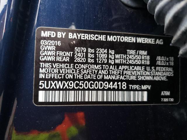 Photo 10 from auction – 2016 BMW X3 XDRIVE2 with VIN 5UXWX9C50G0D94418