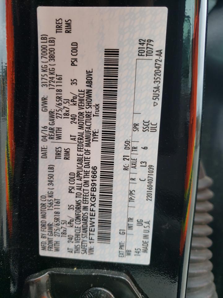 Photo 10 from auction – 2016 FORD F150 SUPER with VIN 1FTEW1EFXGFB91666