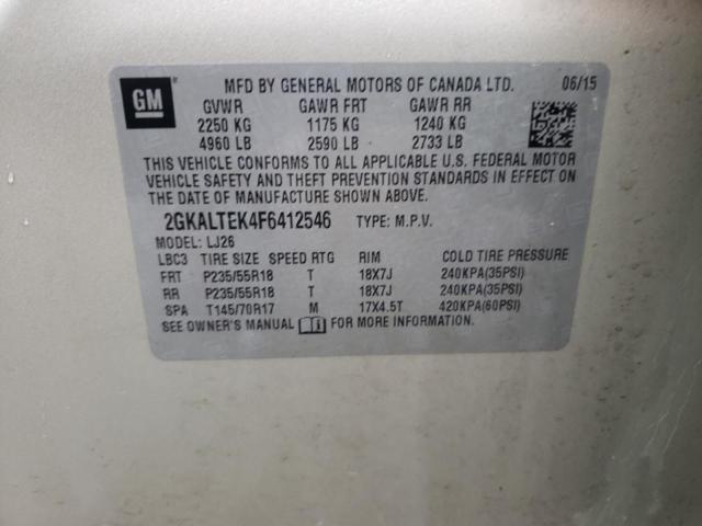 Photo 10 from auction – 2015 GMC TERRAIN SL with VIN 2GKALTEK4F6412546