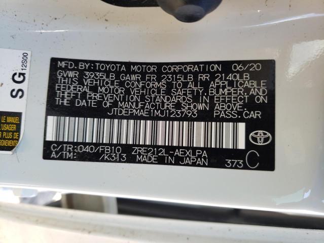 Photo 10 from auction – 2021 TOYOTA COROLLA LE with VIN JTDEPMAE1MJ123793