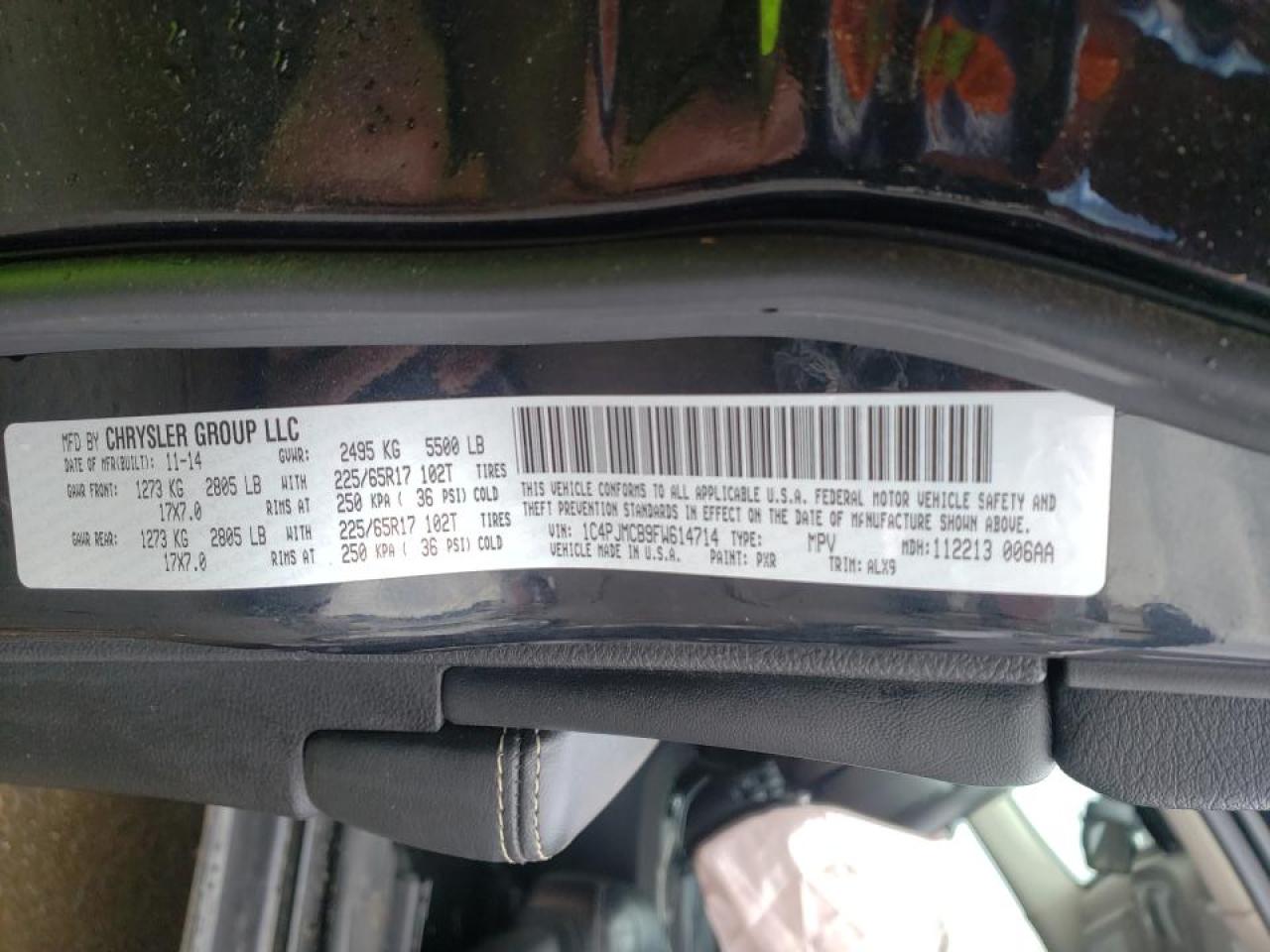 Photo 10 from auction – 2015 JEEP CHEROKEE L with VIN 1C4PJMCB9FW614714