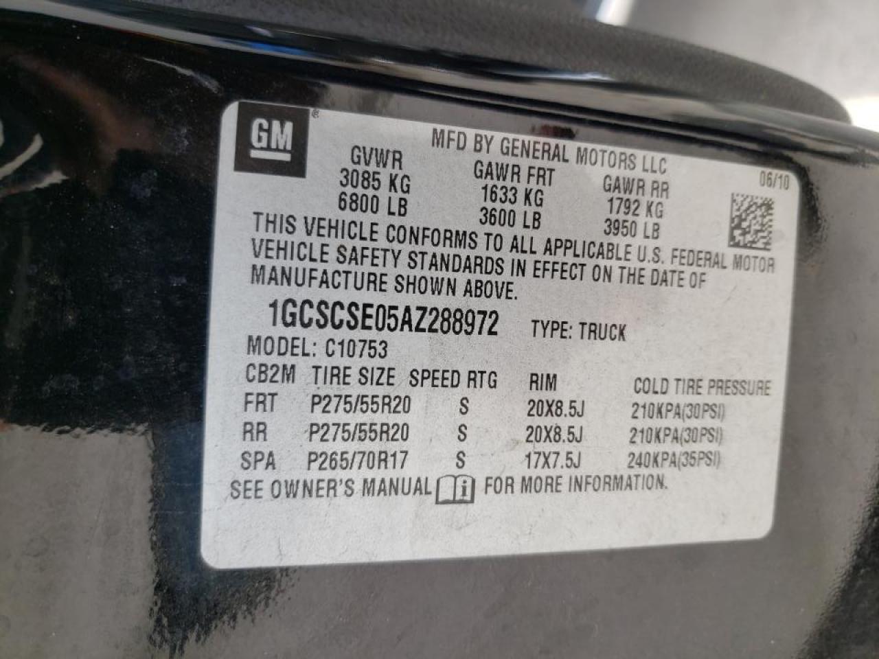 Photo 10 from auction – 2010 CHEVROLET SILVERADO with VIN 1GCSCSE05AZ288972
