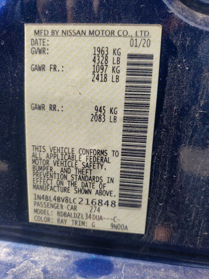 Photo 10 from auction – 2020 NISSAN ALTIMA S with VIN 1N4BL4BV8LC216848