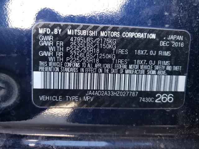 Photo 10 from auction – 2017 MITSUBISHI OUTLANDER with VIN JA4AD2A33HZ027787