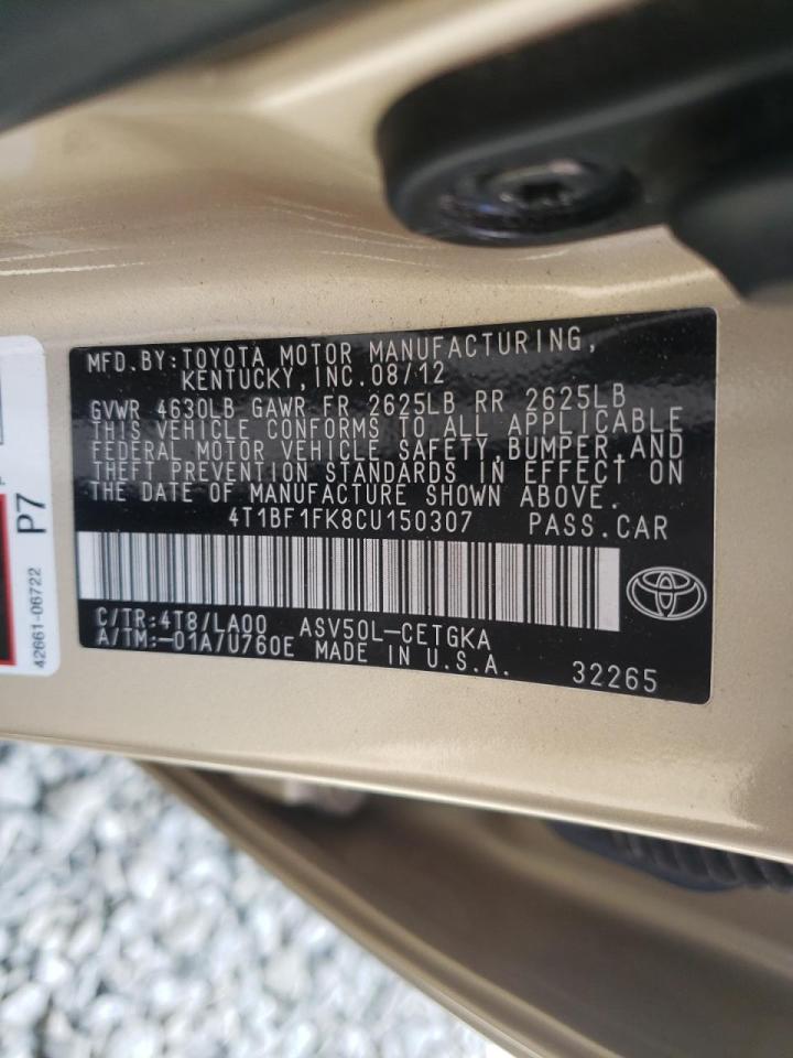 Photo 10 from auction – 2012 TOYOTA CAMRY BASE with VIN 4T1BF1FK8CU150307